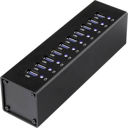 10 port usb 30 hub mit aluminiumgehaeuse schwarz